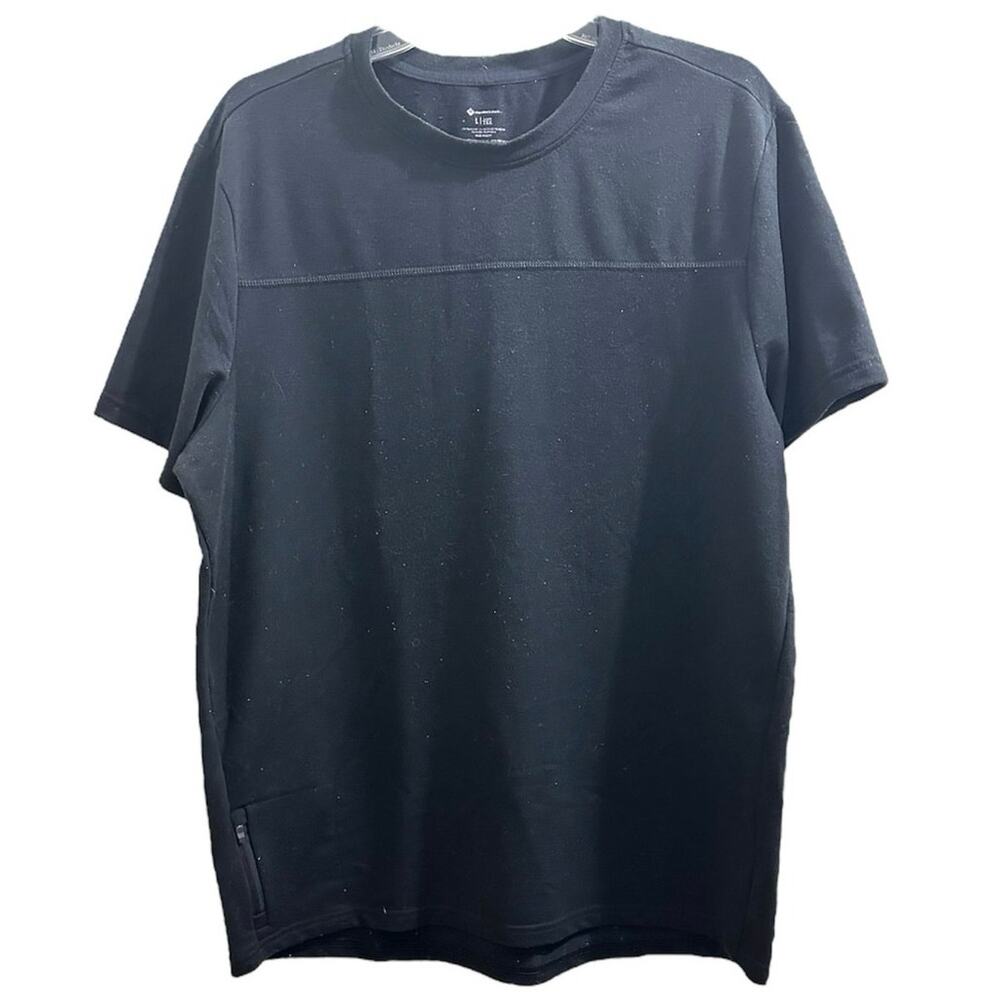 Member’s Mark Luxe Active T-Shirt Zipper Pocket Black L Athleisure Loungewear!